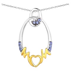 Tanzanite Mom Pendant 0.16 Carats Gold Plated Silver