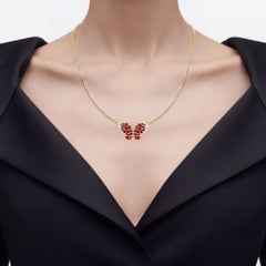 Ruby Butterfly Pendant With White Zircon 4.08 Carats Gold Plated Silver