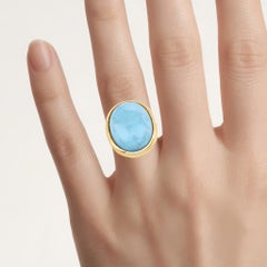 Bague en larimar de 9,08 carats, argent plaqué or