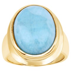 Bague en larimar de 9,08 carats, argent plaqué or