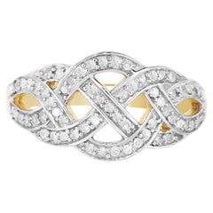 Diamant-Knotenring, 0,24 Karat, vergoldetes Silber
