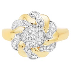 Diamant-Blumenring, 0,26 Karat, vergoldetes Silber