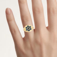 Blauer Diamantring, 1.38 Karat, vergoldetes Silber