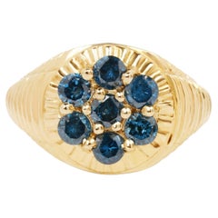 Blauer Diamantring, 1.38 Karat, vergoldetes Silber