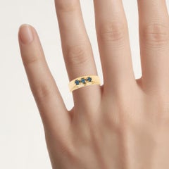 Blue Diamond Ring 0.32 Carats Gold Plated Silver