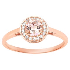 Anillo de morganita con diamantes de 0,46 quilates, en oro rosa de 14K