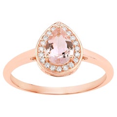 Anillo de morganita con diamantes de 0,62 quilates, en oro rosa de 14K