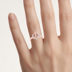 Morganite Ring With Diamonds 1.7 Carats 14K Rose Gold
