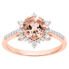 Anello con morganite e diamanti da 1,7 carati in oro rosa 14K