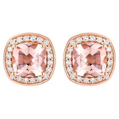 Morganit-Ohrstecker mit Diamanten, 1,34 Karat, 14-karätiges Roségold
