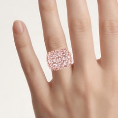 Morganite Ring With Diamonds 5.38 Carats Gold Plated Silver