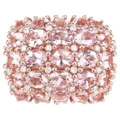Morganite Ring With Diamonds 5.38 Carats Gold Plated Silver