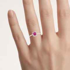 Ruby Ring With Diamonds 0.54 Carats 14K White Gold