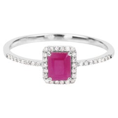 Ruby Ring With Diamonds 0.54 Carats 14K White Gold