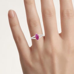 Ruby Ring With Diamonds 1.54 Carats 14K White Gold