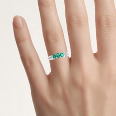 Zambian Emerald Ring With Diamonds 0.48 Carats 14K White Gold