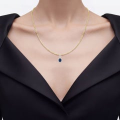 Blue Sapphire Pendant With Diamonds 1.75 Carats 14K Yellow Gold