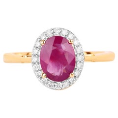 Ruby Ring With Diamonds 1.8 Carats 14K Yellow Gold
