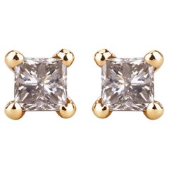 Champagne Diamond Stud Earrings 0.3 Carats 14K Yellow Gold