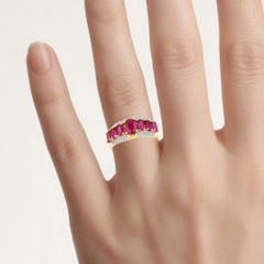 Ruby Ring With Diamonds 2.54 Carats Gold Plated Silver