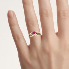 Ruby Bat Ring 0.32 Carats Gold Plated Silver