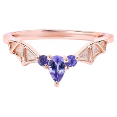 Tanzanite Bat Ring 0.26 Carats Gold Plated Silver