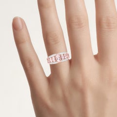 Morganite Ring With Diamonds 2.1 Carats Gold Plated Silver