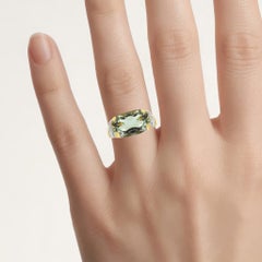 Ring mit grünem Amethyst und weißem Topas, 6,76 Karat, vergoldetes Silber
