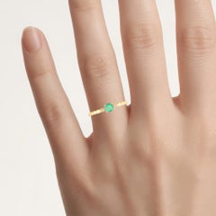 Zambian Emerald Ring With Diamonds 0.23 Carats 10K Yellow Gold
