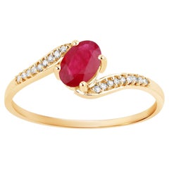Mozambique Ruby Ring With Diamonds 0.54 Carats 14K Yellow Gold