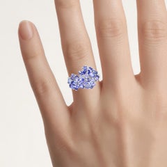 Tanzanite Flower Ring 2.8 Carats Sterling Silver