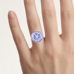 Tanzanite Ring With Diamonds 2.9 Carats Sterling Silver