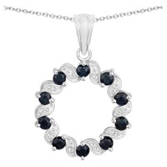 Blue Sapphire Pendant With White Topaz 1.26 Carats Sterling Silver