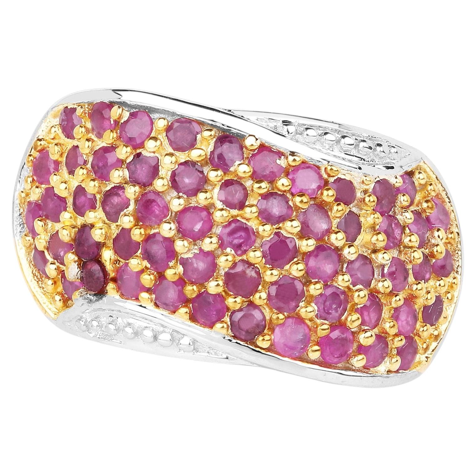 Ruby Ring 2.52 Carats Sterling Silver For Sale