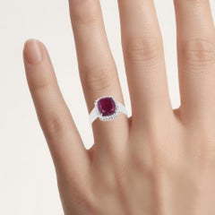 Ruby Ring With White Topaz 5.24 Carats Sterling Silver