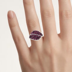 Ruby Leaf Ring 1.86 Carats Sterling Silver