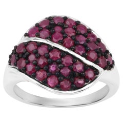 Ruby Leaf Ring 1.86 Carats Sterling Silver