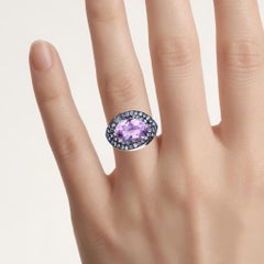 Amethyst Ring With Tanzanite 5.9 Carats Sterling Silver