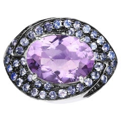 Amethyst Ring With Tanzanite 5.9 Carats Sterling Silver