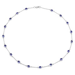 Tanzanite Necklace 5.92 Carats Sterling Silver