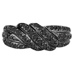Black Diamond Ring 0.32 Carats Sterling Silver