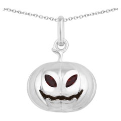 Garnet Jack-o'-Lantern Pendant 0.18 Carats Sterling Silver