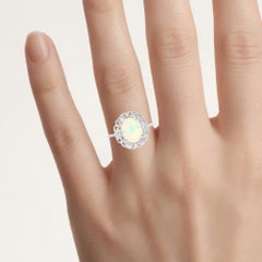 Ethiopian Opal Ring With White Topaz 1.7 Carats Sterling Silver
