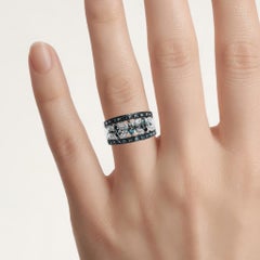 Blue Diamond Ring 0.5 Carats Sterling Silver
