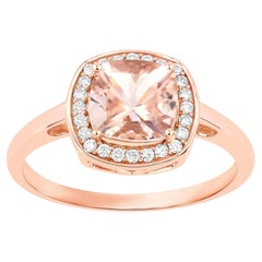 Morganite Ring With Diamonds 1.32 Carats 14K Rose Gold