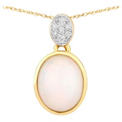 Ethiopian Opal Pendant With Diamonds 1.6 Carats 10K Yellow Gold