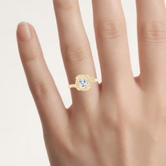 Aquamarine Ring With Diamonds 0.42 Carats 14K Yellow Gold