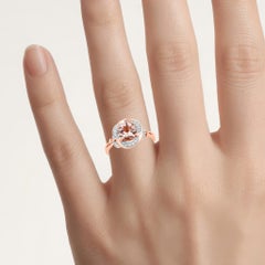 Morganite Flower Ring With Diamonds 1.12 Carats 14K Rose Gold