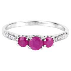 Ruby Ring With Diamonds 0.58 Carats 14K White Gold