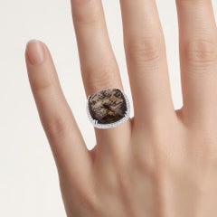 Smoky Quartz Ring With White Topaz 52.9 Carats Sterling Silver